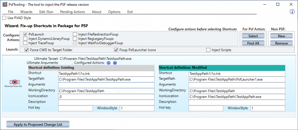 Using PsfTooling to add and configure PsfLauncher